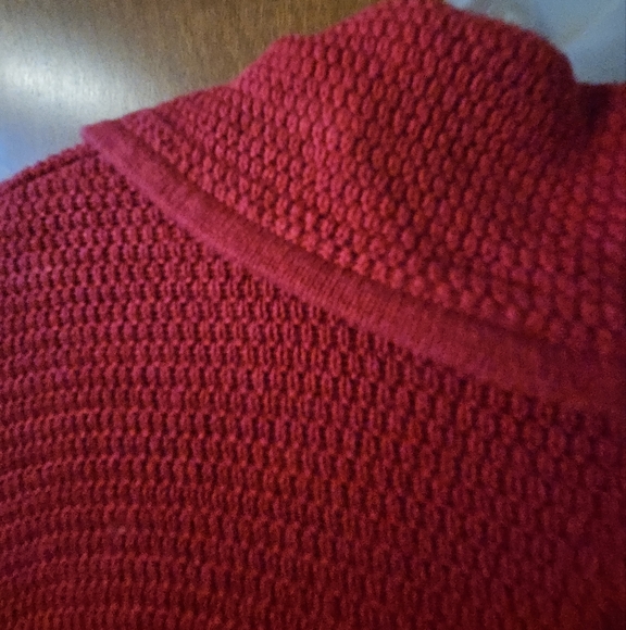 Chico Size 3 Red Knit Sweater Asymmetrical Gold Zipper - Picture 7 of 9